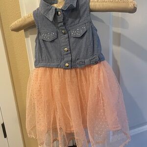 Little Lass 18 month denim/tangerine dress